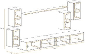 ASM Meble - Dnevni TV regal Switch XXV 280 cm LED - votan/grafit