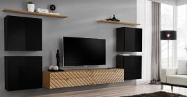 Dnevni regal TV Switch IV - črni/votan