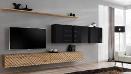 Dnevni regal TV Switch VII - votan/črni