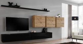 Dnevni regal TV Switch VII - črni/votan