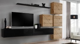 Dnevni regal TV Switch IX- črni/votan