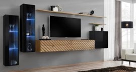 Dnevni regal TV Switch XI - črn/votan