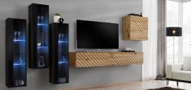 Dnevni regal TV Switch XIII - črni/votan