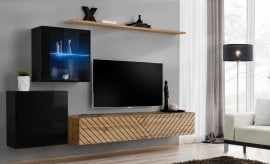 Dnevni regal TV Switch XV - črni/votan