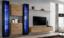 Dnevni regal TV Switch XVI - črni/votan