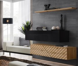 Komplet za dnevno sobo Switch II - črni/votan