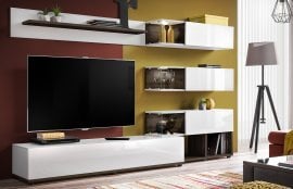 Dnevni TV regal Silk 240 cm LED - bel/perla elm