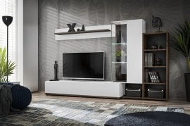 Dnevni TV regal Silk II LED - brestov biser/bel