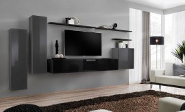 Dnevni TV regal Switch I 330 cm - grafit/črn