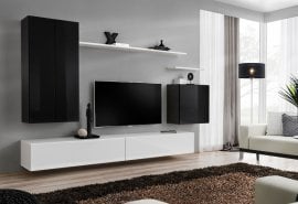Dnevni TV regal Switch II 270 cm - črni/bel