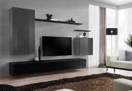 Dnevni TV regal Switch II 270 cm - grafit/črni