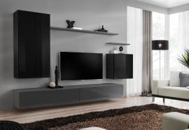 Dnevni TV regal Switch II 270 cm - črni/grafit