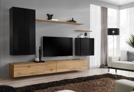 Dnevni TV regal Switch II 270 cm - črni/votan