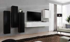 Dnevni TV regal Switch III 330 cm - črni/bel