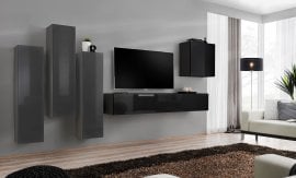 Dnevni TV regal Switch III 330 cm - grafit/črn