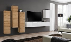 Dnevni TV regal Switch III 330 cm - votan/bel