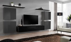 Dnevni TV regal Switch IV 320 cm - grafit/črni