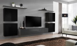 Dnevni TV regal Switch IV 320 cm - črni/grafit