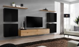 Dnevni TV regal Switch IV 320 cm - črni/votan