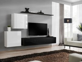 Dnevni TV regal Switch V 250 cm - bel/črn