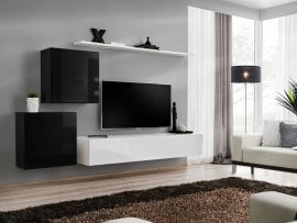 Dnevni TV regal Switch V 250 cm - črni/bel