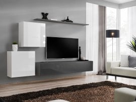 Dnevni TV regal Switch V 250 cm - bel/grafit