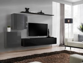 Dnevni TV regal Switch V 250 cm - grafit/črni