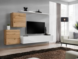 Dnevni TV regal Switch V 250 cm - votan/bel