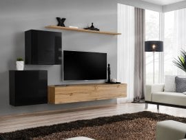 Dnevni TV regal Switch V 250 cm - črni/votan