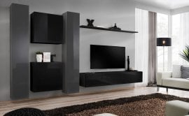 Dnevni TV regal Switch VI 330 cm - grafit/črni