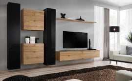 Dnevni TV regal Switch VI 330 cm - črni/votan