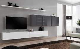 Dnevni TV regal Switch VII 340 cm - bel/grafit