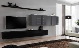 Dnevni TV regal Switch VII 340 cm - črni/grafit