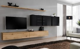 Dnevni TV regal Switch VII 340 cm - votan/črni