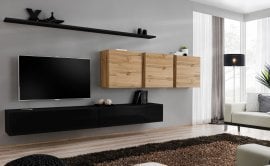 Dnevni TV regal Switch VII 340 cm - črni/votan