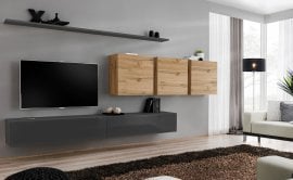 Dnevni TV regal Switch VII 340 cm - grafit/votan