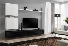 Dnevni TV regal Switch VIII 280 cm - bel/črni