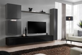 Dnevni TV regal Switch VIII 280 cm - grafit/črni
