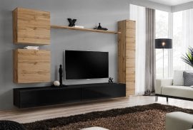 Dnevni TV regal Switch VIII 280 cm - votan/črni