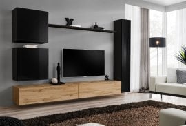 Dnevni TV regal Switch VIII 280 cm - črni/votan