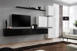 Dnevni TV regal Switch IX 310 cm - črni/bel