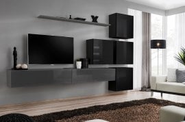 Dnevni TV regal Switch IX 310 cm - grafit/črni