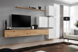 Dnevni TV regal Switch IX 310 cm - votan/bel