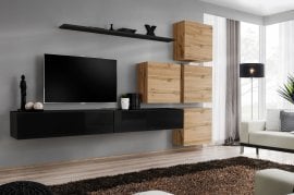 Dnevni TV regal Switch IX 310 cm - črni/votan