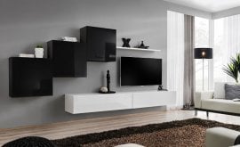 Dnevni TV regal Switch X 330 cm - črni/bel