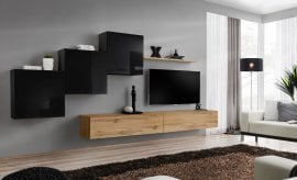 Dnevni TV regal Switch X 330 cm - črni/votan