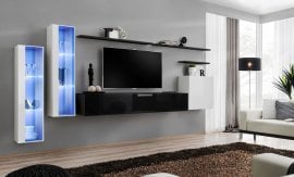 Dnevni TV regal Switch XI 330 cm LED - bel/črni