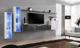 Dnevni TV regal Switch XI 330 cm LED - bel/grafit