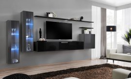 Dnevni TV regal Switch XI 330 cm LED - grafit/črni