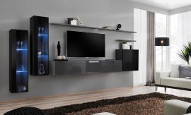 Dnevni TV regal Switch XI 330 cm LED - črni/grafit